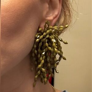 Elegant Olive Green Beaded earrings